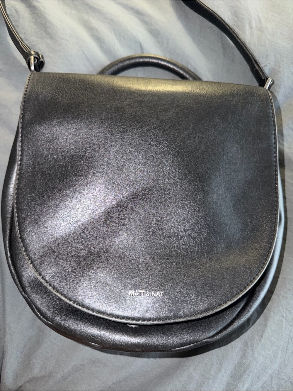 Matt & Nat Black Vegan Leather Crossbody Saddle Purse